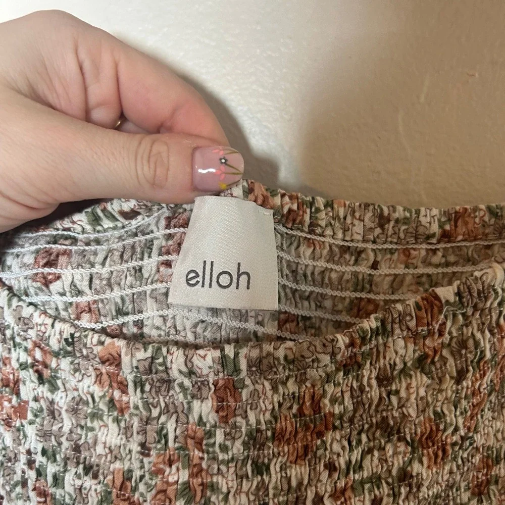 Elloh Floral Maxi Dress Womens Small Multicolor Smocked Strapless Boho - Picture 3 of 4